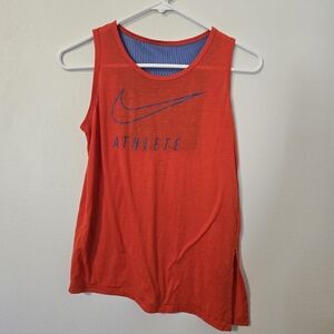 Nike Dri-Fit "Athlete" Women's Scalloped Tank Orange Blue Size Large Mesh Back